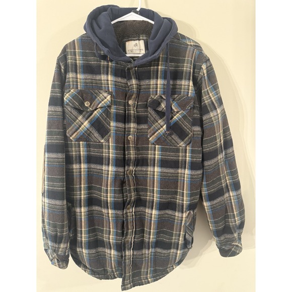 Legendary Whitetails Maplewood Hooded Shirt Jacket Brown Men's Size LT Plaid - Picture 1 of 6